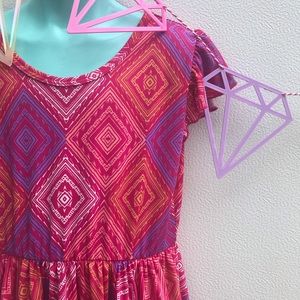 Dot dot smile little girls magenta geometric dress